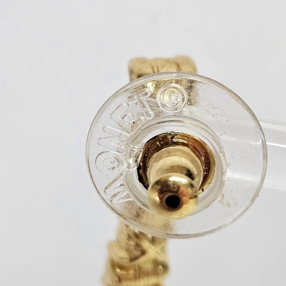 VINTAGE Monet Classic Gold-Tone Rhinestone Dangling Earrings - Picture 4 of 5